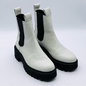 Maje Leather Ecru + Black Platform Chelsea Boots - EU 38 / US 7.5 - READ NOTE